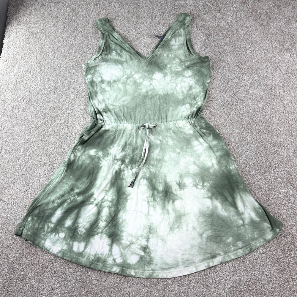 Sweaty Betty Take It Easy Dress Small Green Tie Dye Sleeveless Pockets Boho Yoga